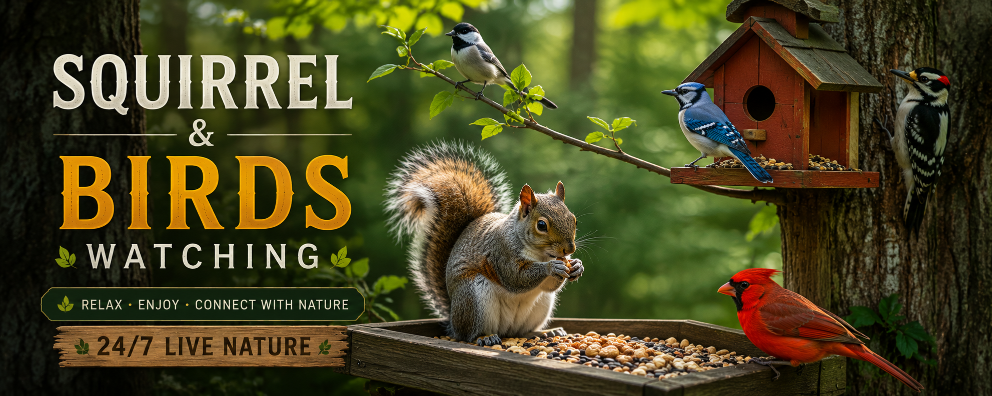 Squirrel and Birds Watching